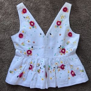 J. Crew Embellished Peplum Tank